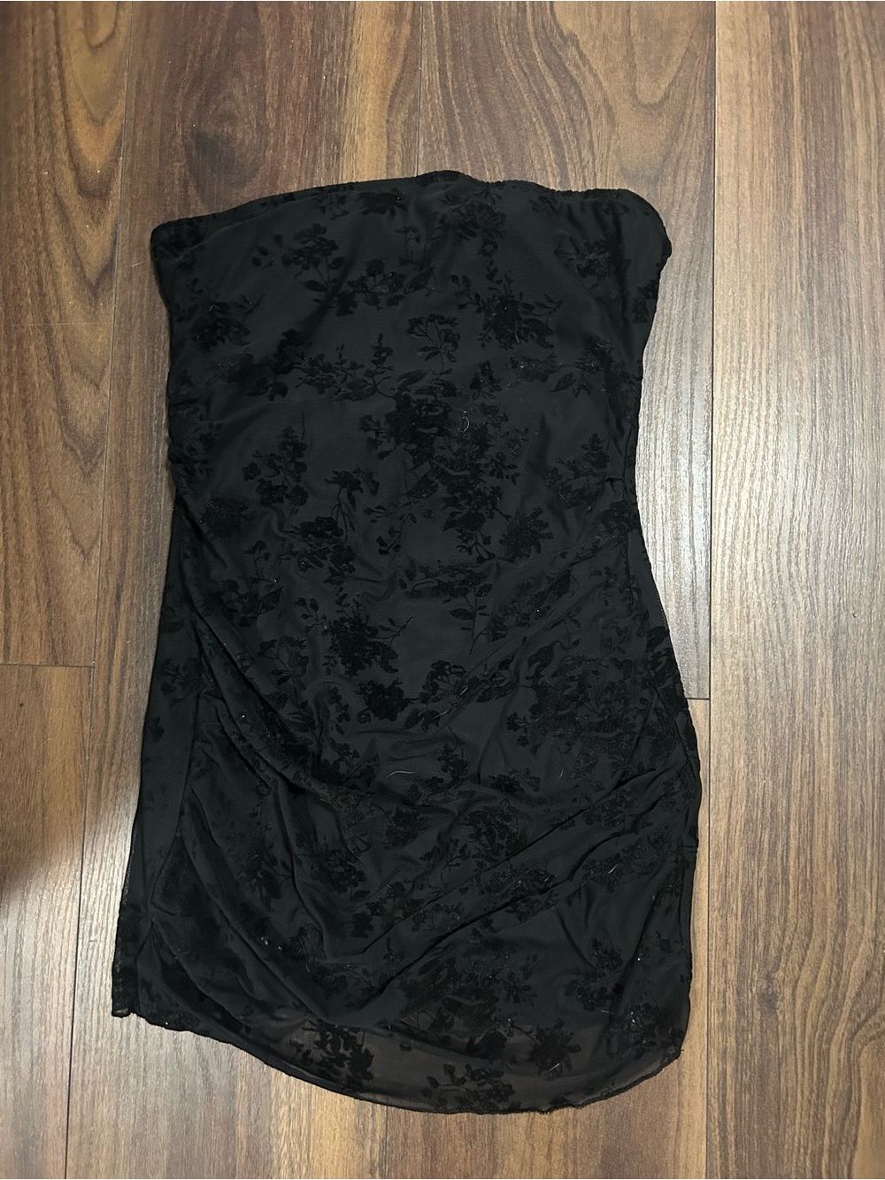 Black Floral Strapless Tank Top